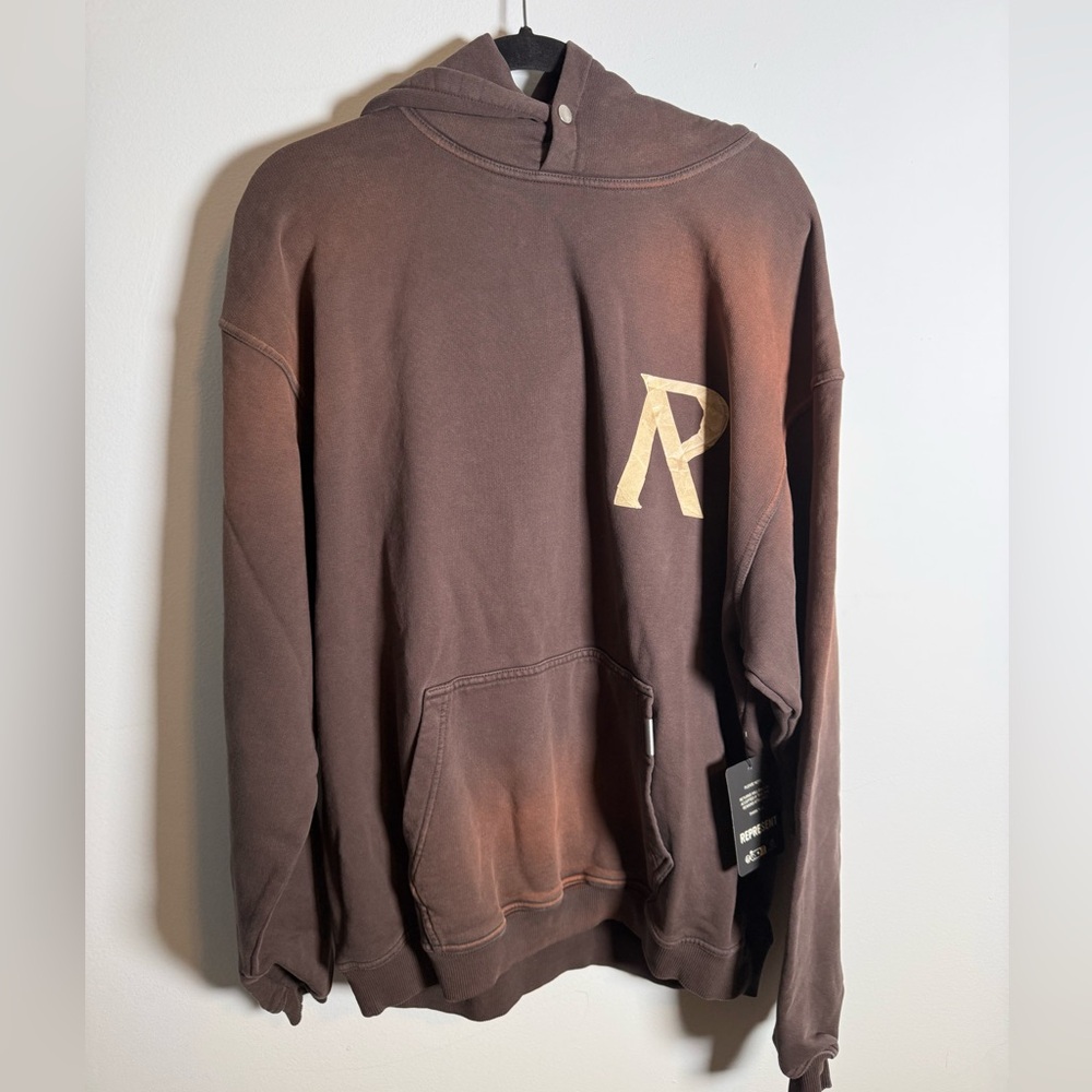 Represent Masking Tape Hoodie Brown Graphic Streetwear Oversized NWT‎ Luxury L
